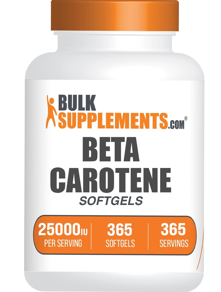 BulkSupplements.comベータカロテン25000 IU Softgels - ビタミンAサプリメント、ベータカロチンサプリメント - 目サポート、グルテンフリー、給餌1回あたりのSoftgel、365カウント(パッケージ1)