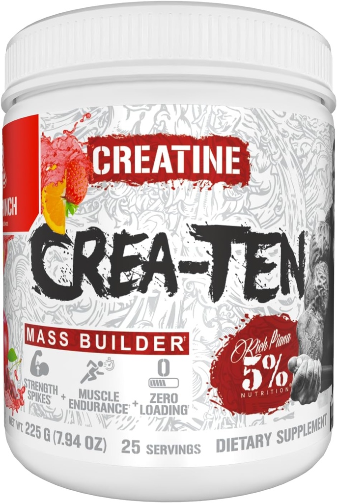 5% Nutrition CreaTEN Creatine Complex + Accelerators | Flavored Creatine Powder for Muscle Gain | Max Power, Strength, Endurance, & Recovery (Fruit Punch)