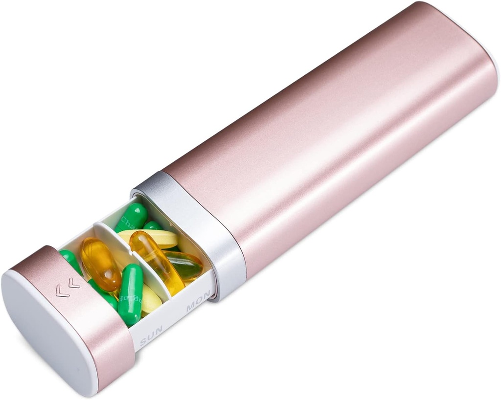 Betifeトラベルピルオーガナイザーウィークリー7日、コンパクトデイリーピルボックス、ポータブル医薬品ケース、ビタミンサプリメントのためのかわいいピルホルダー、ドローワーシェイプピルオーガナイザー(ピンク)