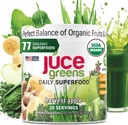 Terra Kai Organics JUCE Green Superfood Powder, Organic Fruits and Veggies Supplement W/ 77 Superfoods Plus Prebiotic Probiotic Blend, Harvest Apple Flavor - 20 Servings (250 g)
