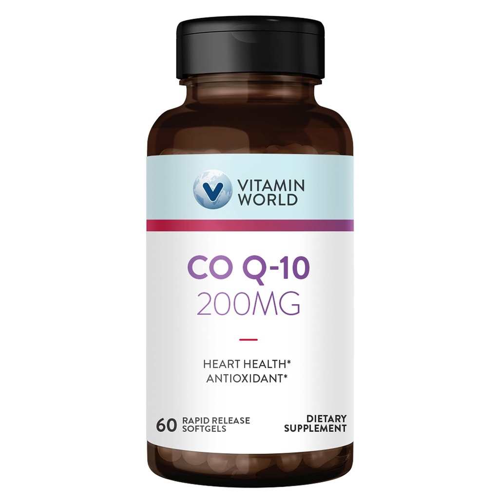 ビタミンの世界CoQ10 200のmgのSoftgelsの酸化防止サポート、中心の健康及びエネルギー生産、グルテンフリーの60の急速な解放のSoftgelsのためのCoenzyme Q10の補足