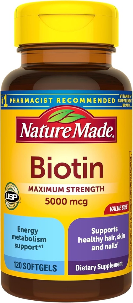 最高の強さのBiotin 5000のmcg Softgels、120の計算の価値サイズ
