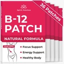 B12パッチ(36のパック-女性、エネルギー、焦点及びボディ サポート、自己接着透明なパッチのための100%の自然なビタミンのパッチ-高められた方式