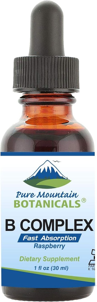 純粋な山の植物の液体のビタミンBの複合体-B12、B6、Teamin、Biotin、Niacin - 1ozのびんが付いているラズベリーの味のコシャーBの複雑なビタミン
