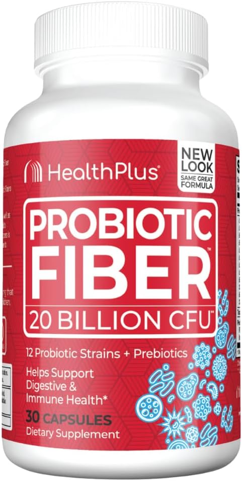 健康プラスプロバイオティック繊維 - 食物サプリメント、デトックス、30カプセル、30サービング
