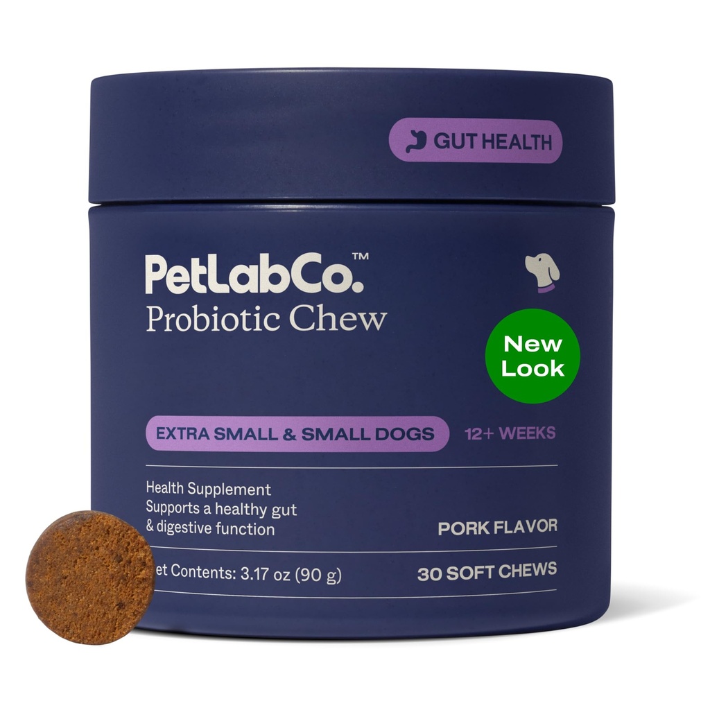 PetLab Co. Probiotics for Dogs - Support Gut Health, Occasional Diarrhea, Digestive Health, Paw Licking & Seasonal Allergies - Pork Flavor - 30 Soft Chews - Formulated for Small Dogs