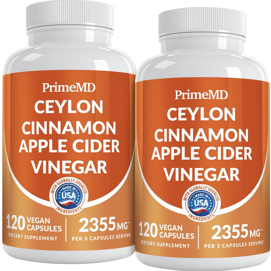 5-in-1 セイロン シナモン カプセル 2355mg - ターメリック、パナックス ギン、バイオペリン (120 カウント、パック 2) アップル サイダー カプセル