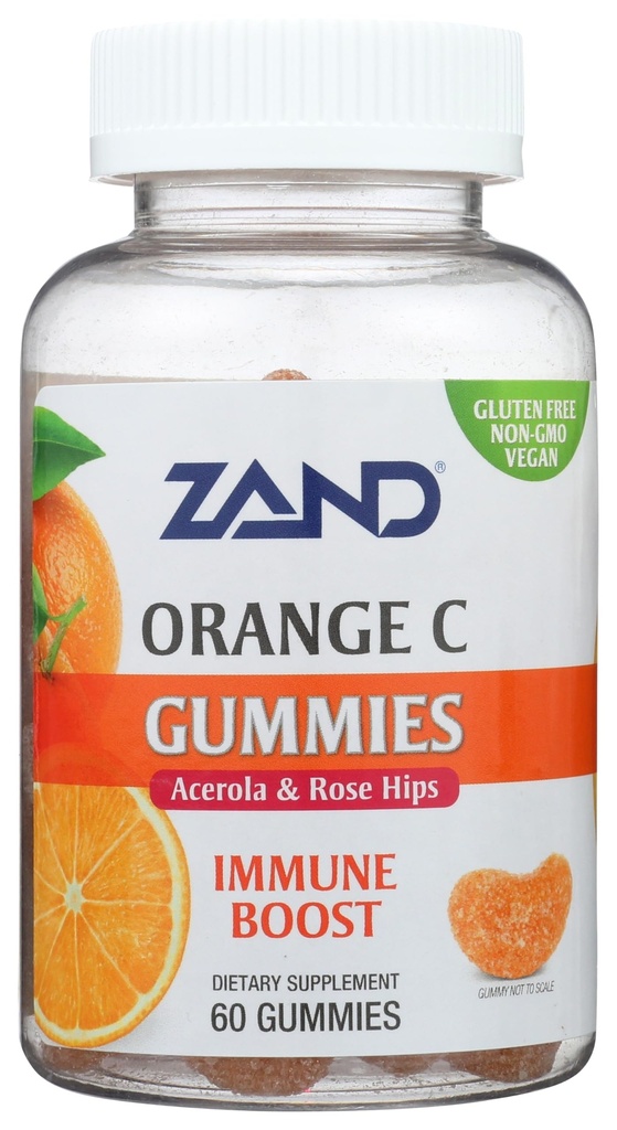 ZAND免疫オレンジビタミンCグミー、ウェルネスと免疫サポートサプリメント、ChewableビタミンC w / Citrus Bioflavonoids、ローズヒップとアセロラ、ビーガン、グルテンフリー、60日保証、30サービング