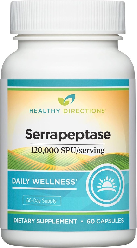 Healthy Directions Serrapeptase—120,000 SPU/Serving, 60 Vegan Capsules, to use as Part of Your Daily Wellness Regimen (60-Day Supply)