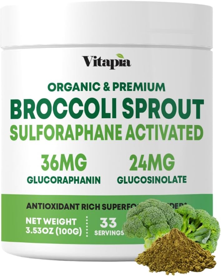 Vitapia有機ブロッコリーSproutパウダー - スルボラファン&抗酸化剤の高い、認知健康サポート - 30デイサプライ - 非GMO&グルテンフリー、33サービング(パッケージ1)