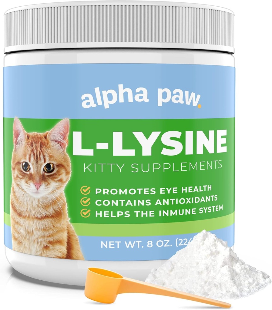 アルファPaw - ペットのための人間の等級 - 猫のLysineの補足 - 余分サービング5-10か月の供給-自然なLysine (8オンス/227グラム)