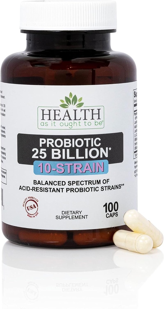 プロバイオティクス(10株)25ビヨンCFUサプリメント| フィジシャンフォーミュラ 酸バランススペクトラム|Resistant Probiotic Strains | 100 Veggie Cap