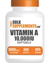 BulkSupplements.comビタミンA 10000 IU Softgels - Retinyl Palmitateとして、ビタミンAサプリメント - 目&免疫サポート、グルテンフリー、給食当たり1Softgel、365(パック1)