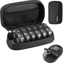 セルフィーミウィークリートラベルピルオーガナイザー2日AM PMアップグレードブラックピルボックス7日ポータブルジッパーキャンバスピルケース、ピル、ビタミン、サプリメント、魚油のための薬オーガナイザー - ブラック01