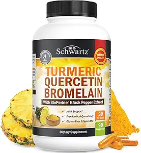 Bromelainの補足が付いているTurmeric Quercetin - 自然な余分強さの免疫および最高の吸収のためのBioPerineの黒のペッパーとの共同サポート-有機性TurmericのBromelainの補足の完全菜食主義者の金庫、非GMO