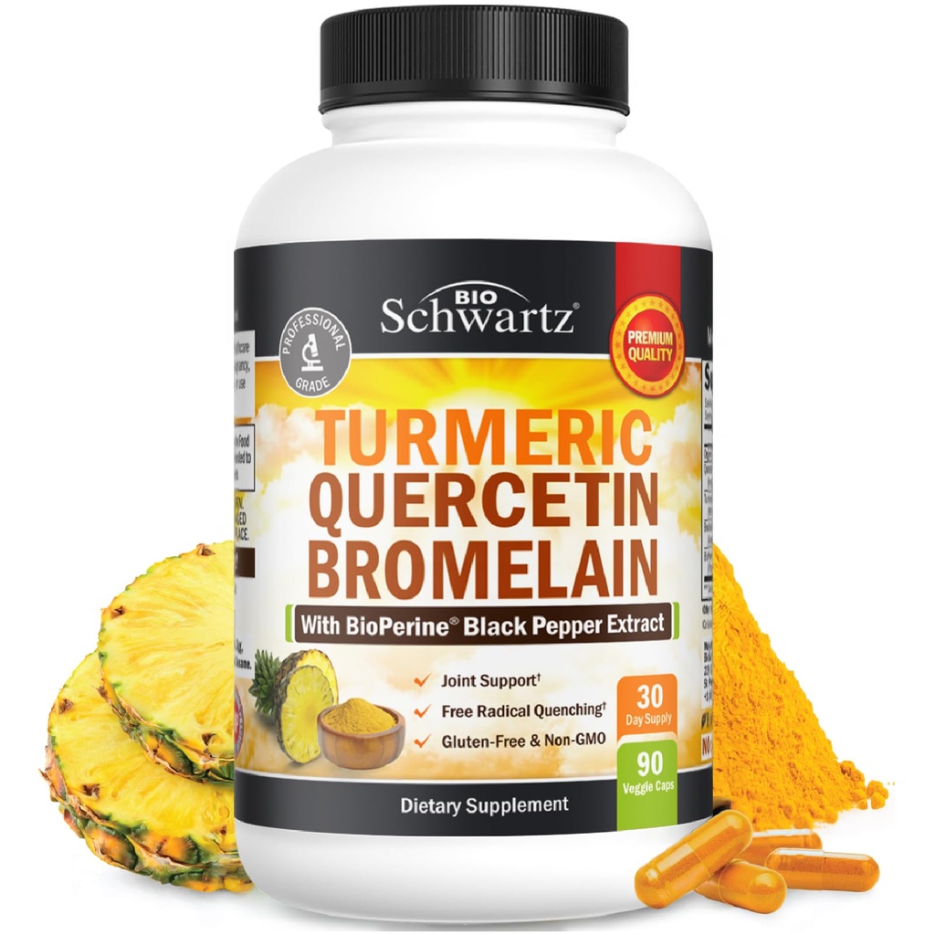 Bromelainの補足が付いているTurmeric Quercetin - 自然な余分強さの免疫および最高の吸収のためのBioPerineの黒のペッパーとの共同サポート-有機性TurmericのBromelainの補足の完全菜食主義者の金庫、非GMO