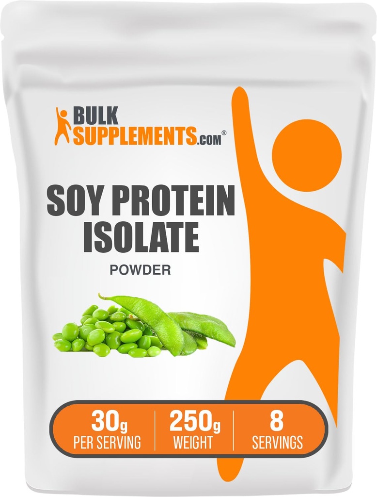 BulkSupplements.com大豆プロテインアイソレートパウダー - ビーガンプロテインパウダー、フレーバーなし - 純粋&グルテンフリー、30g /サービング、250g(8.8オンス)(パッケージ1)