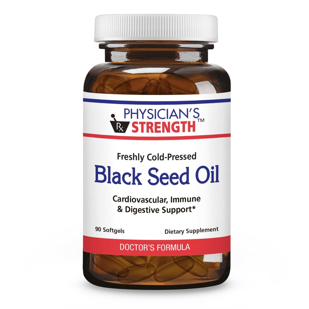Physician's Strength Black Seed Oil Gelcaps - 90 Softgels - Supports Healthy Body Response - Freshly Cold Pressed - Non-GMO - 45 Servings