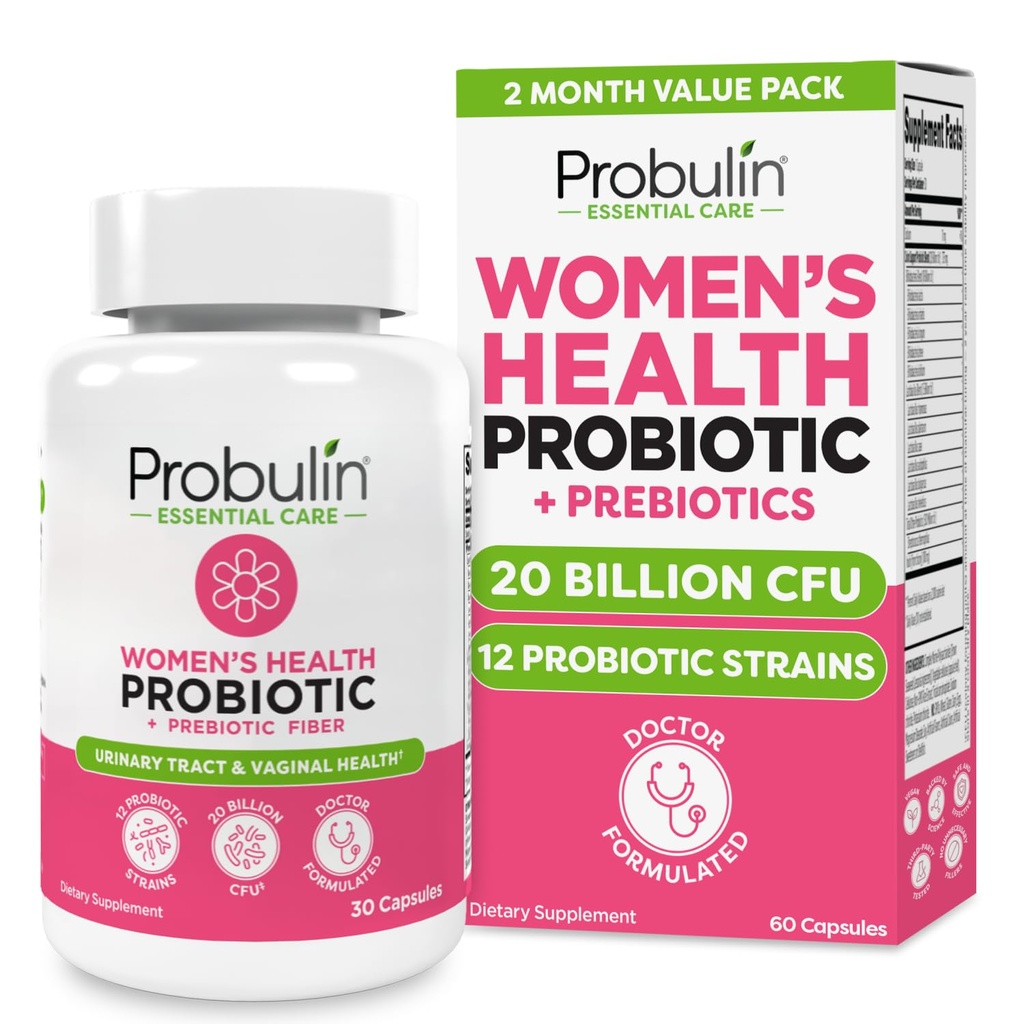 プロブリン女性プロバイオティック - 腟、UT、グアト&イムの健康とLactobacillus Reuteri - 20ビリオンCFU、12プロバイオティックストレーナー&プレバイオティクス - 60ビーガン、グルテン全体ウェルネスのための無料のカプセル