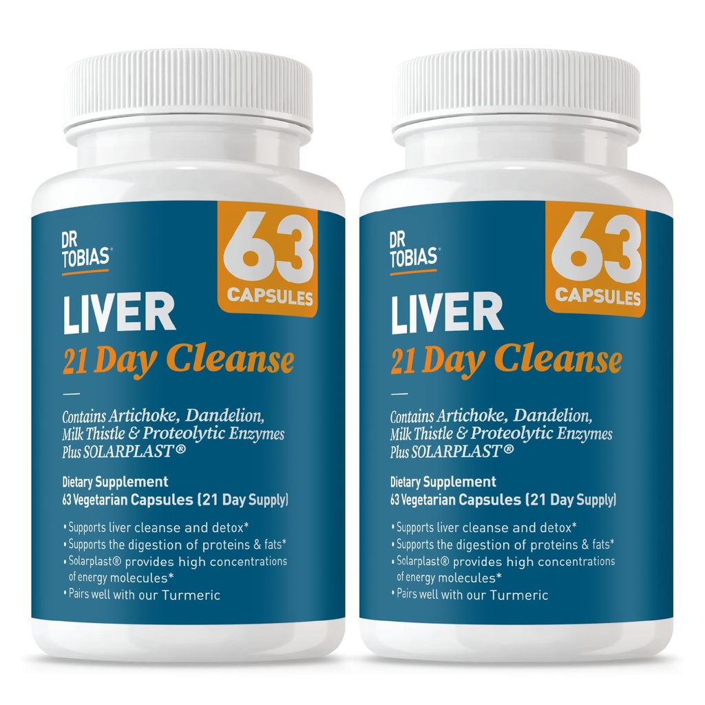 Dr. Tobias Liver 21 Day Cleanse、Solarplast、Artichoke Extract、ミルクアザミ、Dandelion Extract&消化酵素、63野菜カプセル、3日、パック2