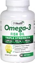 EffiHealth Omega-3の魚油-三重強さ2500mgの魚油、1200mg EPA、600mg DHA -サポート炉の健康、頭脳の健康および免疫サポート–レモン味、Burblessの魚油