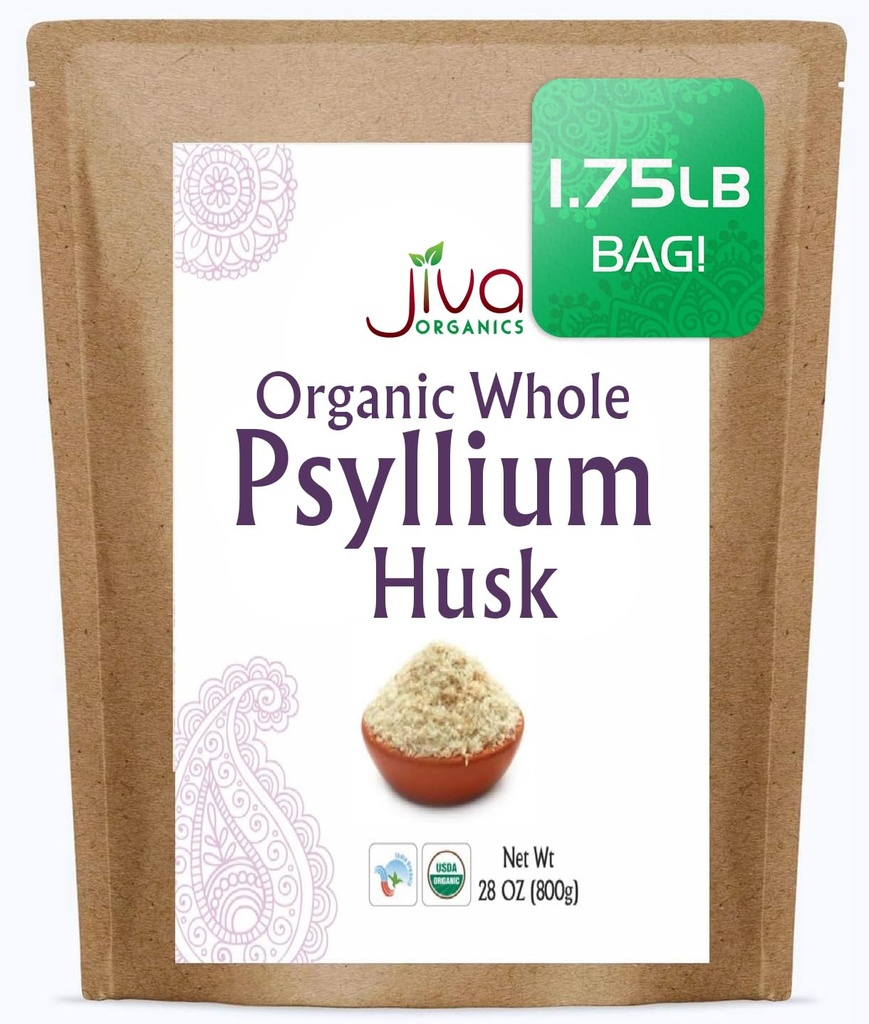 Jiva Organics 全 サイリウム ハブ (Isabgol) 1.75 LB (28 Oz) ジャンボ バッグ - Non-GMO、Unflavored - Keto フレンドリー、Soluble 繊維
