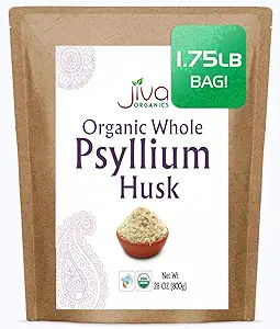 Jiva Organics 全 サイリウム ハブ (Isabgol) 1.75 LB (28 Oz) ジャンボ バッグ - Non-GMO、Unflavored - Keto フレンドリー、Soluble 繊維