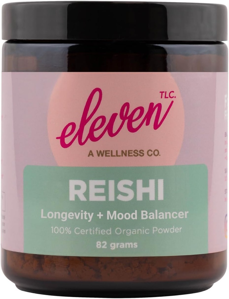 Eleven TLC、オーガニックリシマッシュルームパウダー、米国は成長し、3rdパーティテスト、Ganoderma Lucidum、バランスマインド、体、エネルギー、免疫ウェルネス、ビーガン、GMOフリー、40サービング(9オンス、礼石)