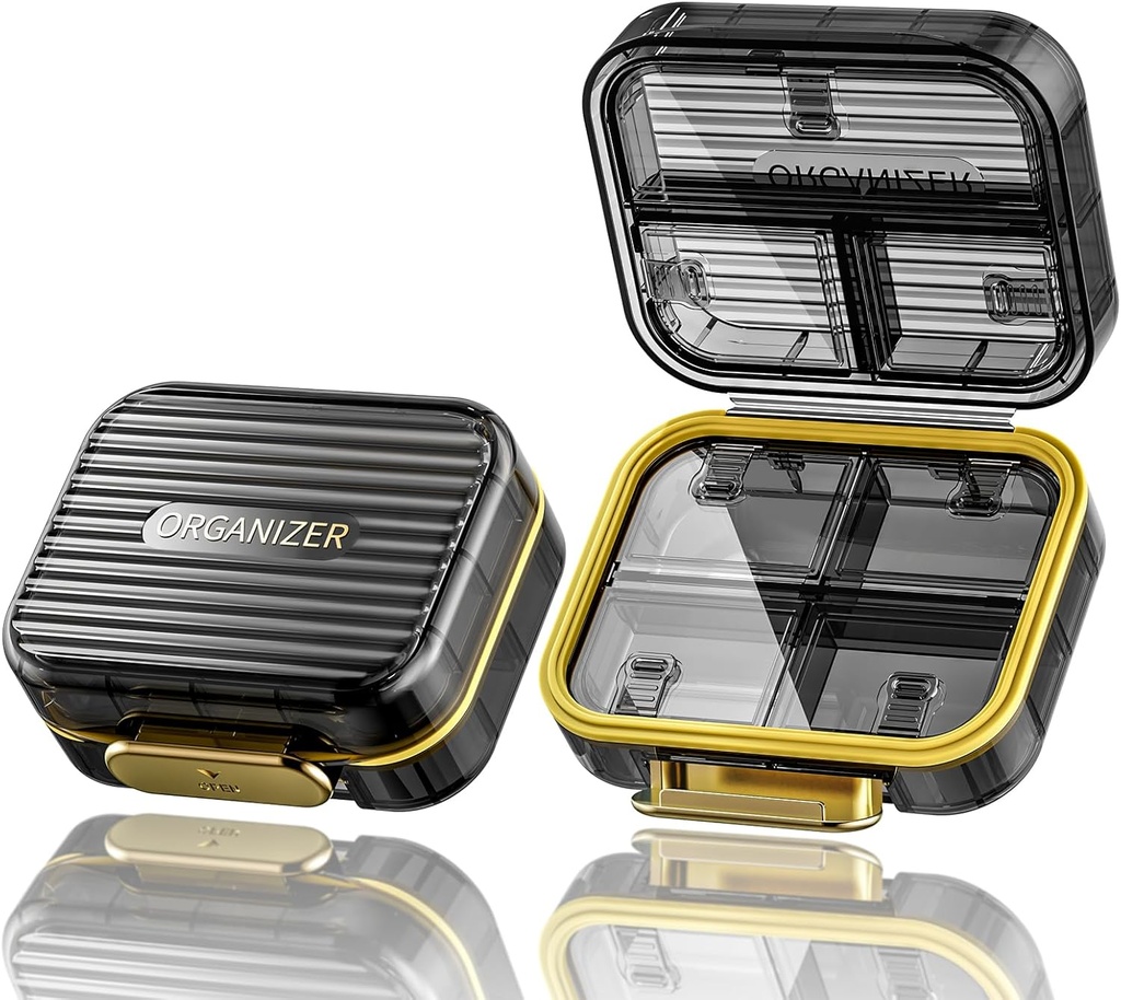 旅行の丸薬の箱、財布、Acedadaの携帯用毎日の丸薬の容器、密集したMoistureproof 7 Compartmentsの丸薬のオルガナイザー、ビタミンの魚油、黒いのための流行の薬のホールダー
