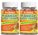 Turmeric Curcumin Gummies 500mg, with Turmeric Root Extract, Ginger Root, Black Pepper Extract, Antioxidant Support, Orange Flavor Gummies, 60 Count (Pack of 2)