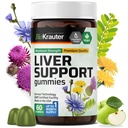 BIO KRAUTER 肝サプリメントグミー - 60 ビーガンチューws w/Milk Thistle, 肝臓のクレンジング&デトックスのためのタンポポロト - 80% シリマリン