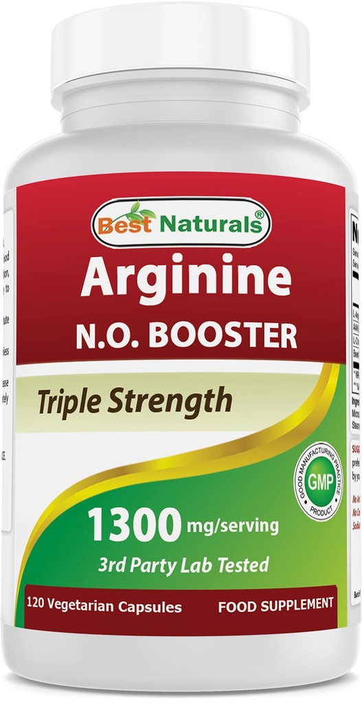 ベストナチュラル L-アルギニン NO ブースタートリプル強度 1300 mg サービング 120 野菜カプセル - L-アルギニン、AAKG、L-シトルリン、ビートパウダー