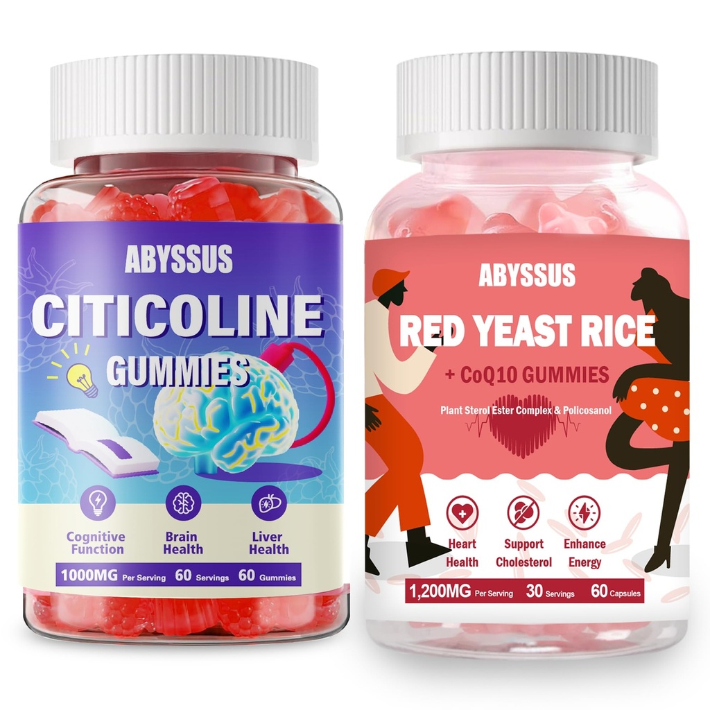 ABYSSUS A Bundle of CDP-Choline Gummies + Red Yeast Rice & CoQ10 Gummies—Designed to Cognitive Support and Heart Health in a Tasty, Convenient Format