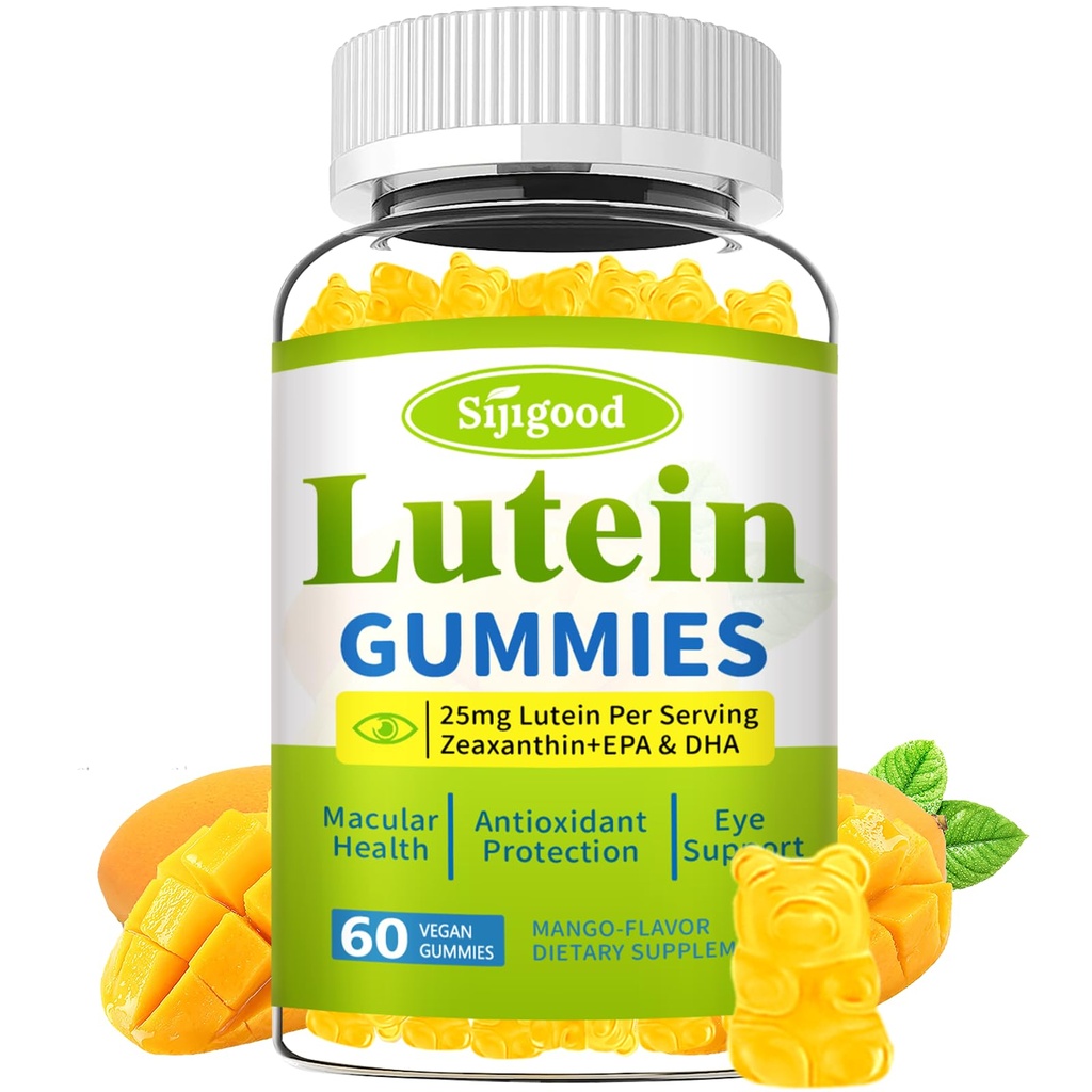ルテインとゼアキサンチンは、アスタキサンチン&ビルベリーエキスでグミを補います - Omega-3、ビタミンA、C、E、D3、ビジョン健康のための亜鉛 - 砂糖無料、マンゴー味、60カウント