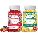 Lunakai PrenatalとビタミンD3グミーバンドル - 鉄&葉酸と妊娠マルチビタミンGummy - 大人のための免疫、骨と気分のサポートサプリメント - 30日の供給