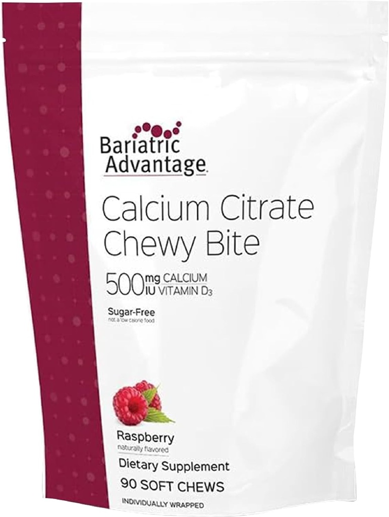 細菌の利点のカルシウム クエン酸塩のChewyビット500のmg -強く吸収性及び消化可能 -ビタミンD3 -容易にChewableカルシウム補足-ラズベリー味- 90の計算
