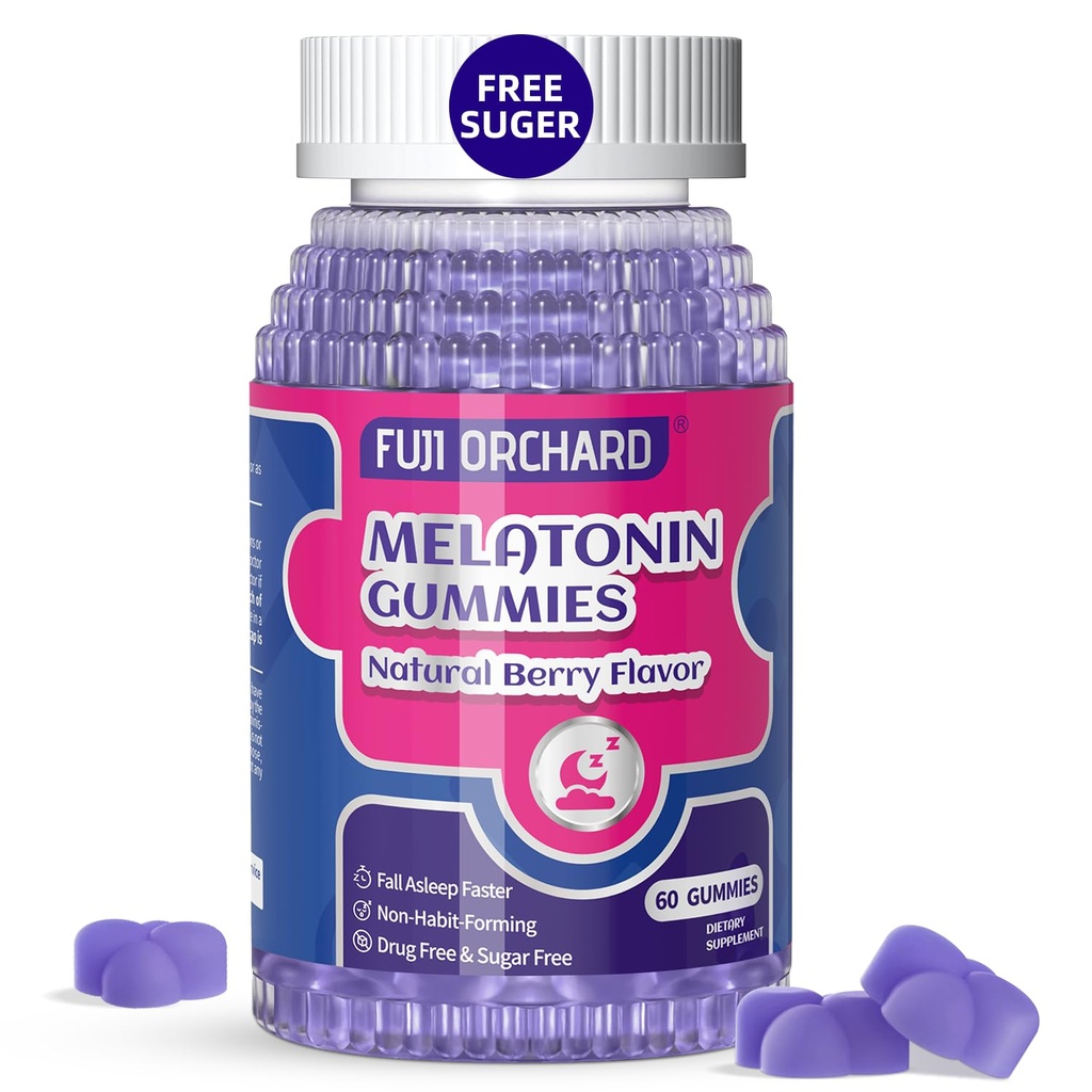 メラトニンガミー5mg - ナチュラルスリープエイド - 睡眠補助食品 - 砂糖無料メラトニンガミー マグネシウムとのマッチは、あなたが眠るより速く眠りに落ち、長期滞在 - 60グミービーガン