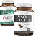 Black Seed & Sea Moss (1-Month Supply) Nourishing Nature Bundle of Black Seed Oil 120 Softgel Capsules (Non-GMO & Vegan) Cold-Pressed Nigella Sativa & Irish Sea Moss Capsules (Non-GMO & Organic)