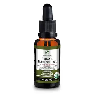 有機性黒い種のオイル-USDAは1.5%のThymoquinone 3Xの強さのトルコの黒のCumin NigellaのSativa非GMO 100%の純粋なBlackseedオイル(1ozのガラス点滴器のびん)上の風邪によって押されたガラス ビンを証明しました