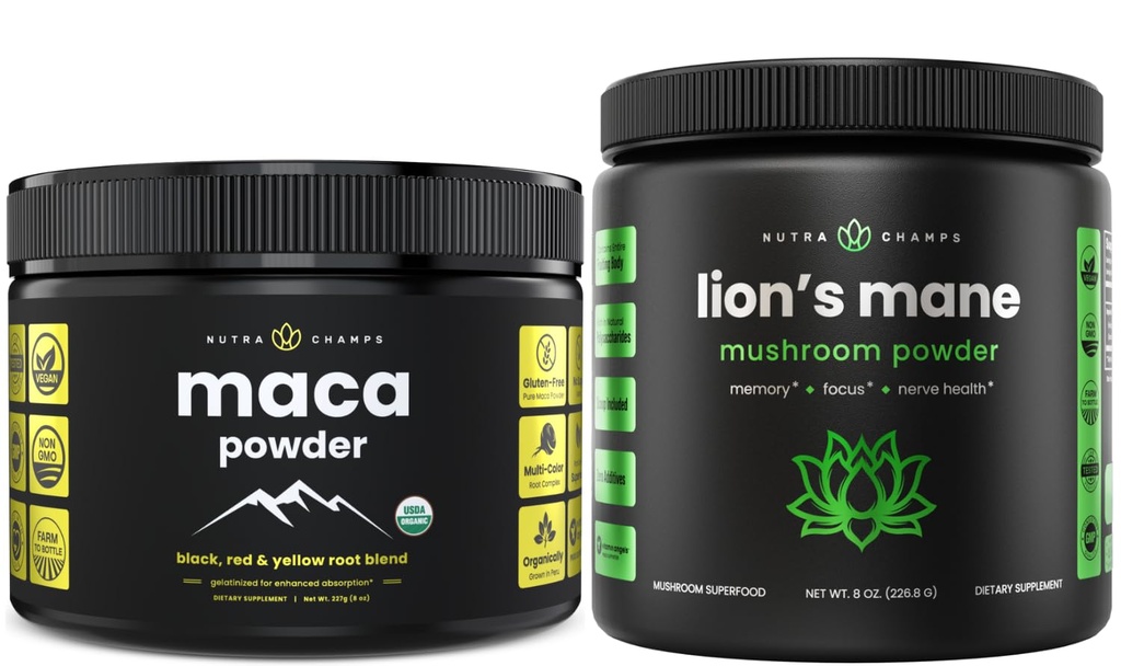 NutraChampsオーガニックマカ&オーガニックライオンズマネパウダー