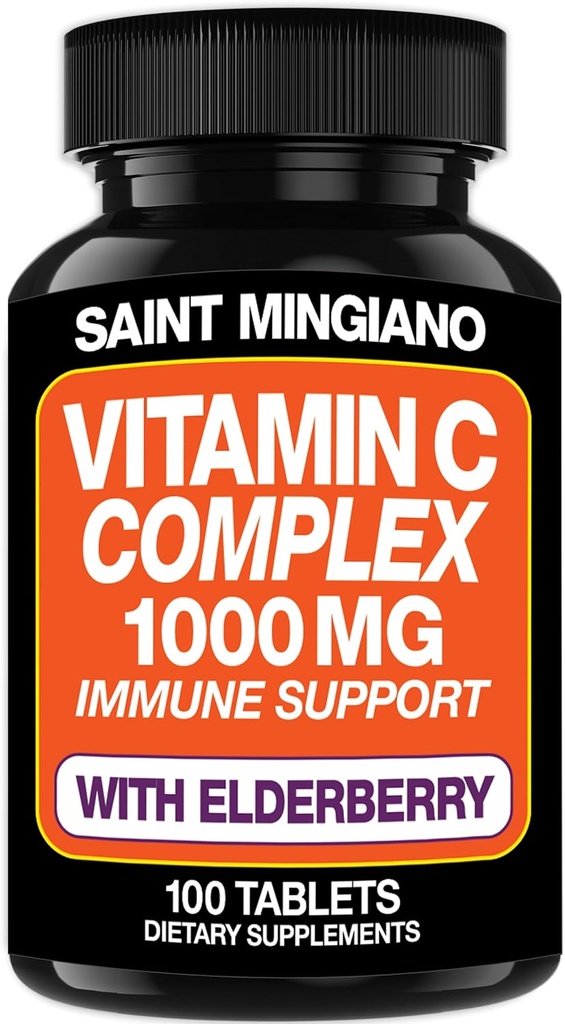 エルダーベリーの補足が付いているビタミンC 1000mg - 14の特定の方式の原料が付いている標準的な適量を倍増して下さい- 100のカプセル/3か月の供給