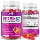 Vitamin B2 Gummies- Riboflavin 400mg with Magnesium & CoQ10 & Vitamins for Kids & Adults, Migraine Relief & Headache Relief - Strawberry Flavor, 60 Gummies