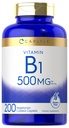 ビタミンB1 500mg(チアミン) | 200 ベジタリアンカプレット | GMO・グルテンフリー対応サプリメント