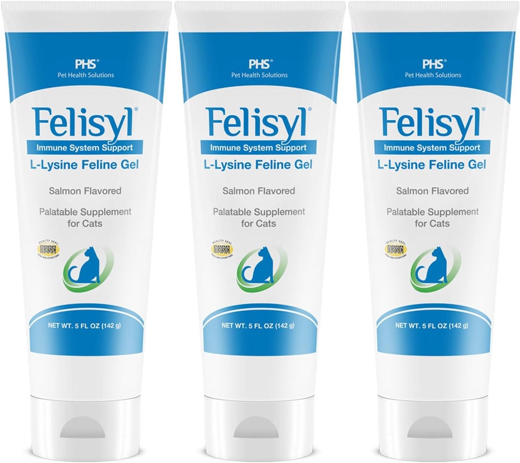 猫用フェリシルL-リジンゲル(5oz) - 免疫、呼吸器、眼の健康をサポートします。 Eases Sneezing、Rony Nose、およびWatery Eyes。 Tasty Salmon Flavor - アメリカ製(3パック)