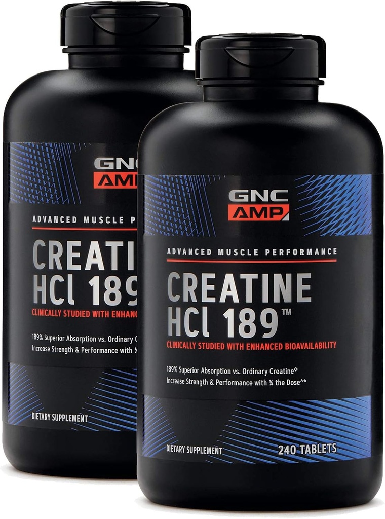 GNC AMP のクレアチン HCl 189、ターゲットを付けられた筋肉建築者および回復補足、速い吸収の性能のブレンド、480 の計算