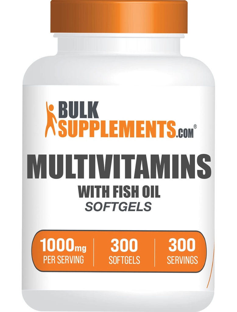 BulkSupplements.comマルチビタミンソフトジェル - 毎日のマルチビタミンサプリメント、魚油と男性と女性のためのマルチミネラル - グルテンフリー、給餌あたり1ソフトゲル(1000mg)、300カウント(パッケージ1)