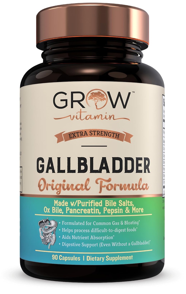 ビタミンの元のGalbladderの方式を育てて下さい、w/PurifiedのBileの塩及びOxのBileの消化器系酵素-注意深く選択されたDigestiveのハーブ- 90のカプセル-含んでいます