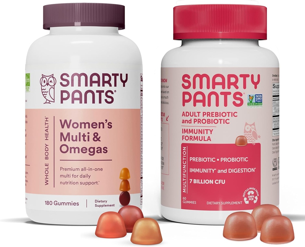 SmartyPantsの女性のMultivitaminおよびProbiotic免除の束:オメガ3の魚油(EPA/DHA)、Methylfolate、CoQ10、ビタミンD3、C、消化及び免疫サポート補足(30日の供給)