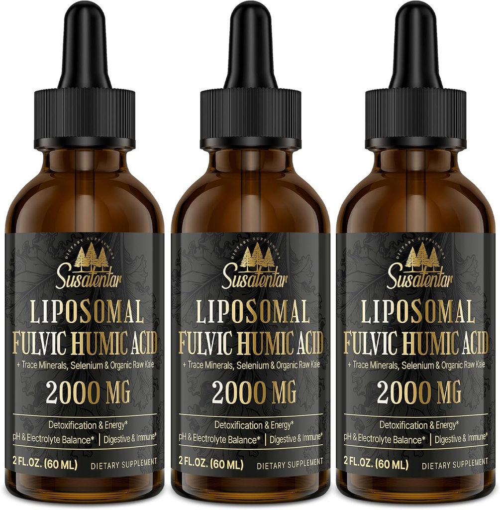 微量ミネラル 電解液滴 2000 MG | 液状リポソーム フルヴィック ヒューマム酸サプリメント | 85+ 微量ミネラル | 水素化 | 解毒 | エネルギー | pH バランス | 消化 | 免疫 | 6 Oz