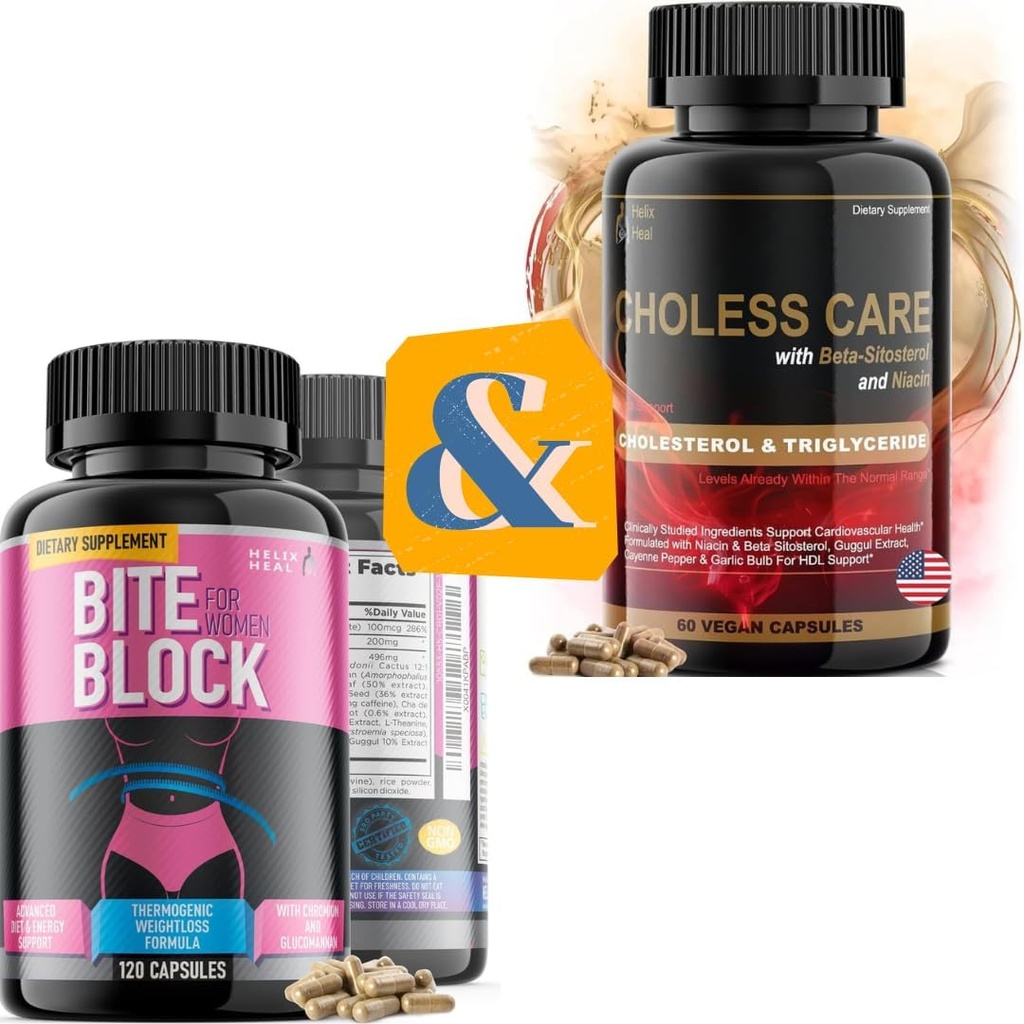 Appetite Suppressant for Weight Loss Women & Cholesterol Lowering Supplement Bundle
